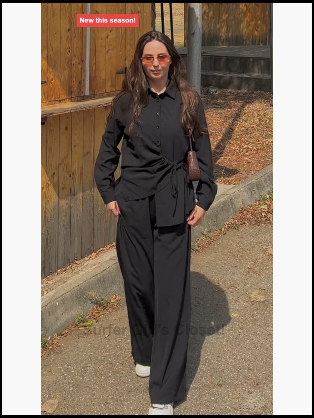 Button Down Shirt and Wide Leg Pants Matching Set 2 Piece Outfit - Picture 7 of 7